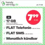 Handytarif Allnet Flat 17 GB – 5G Internet, Telefonie, SMS, 7,99 €/Monat