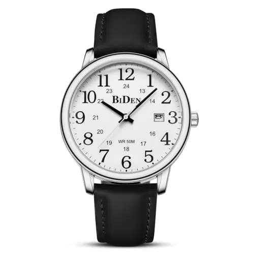 HANPOSH Herren Uhr Analog Quarz Wasserdicht mit Lederband und Datum
