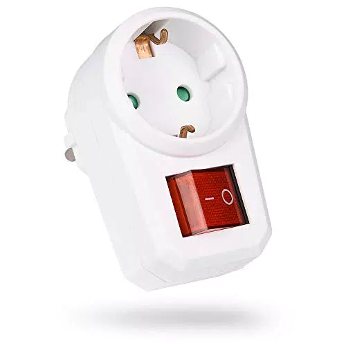 HEITECH Steckdosenadapter mit Schalter - GS geprüfter Zwischenstecker