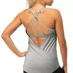 icyzone Damen Sport Yoga Tank Top mit integriertem BH – 2 in 1 Fitness Oberteil