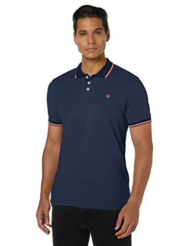 JACK & JONES Herren JPRBLUWIN Polo SS STS Polohemd, Navy Blazer