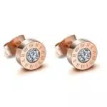 JewelryWe Ohrstecker Damen Herren Edelstahl mit Römischen Ziffern und Zirkonia
