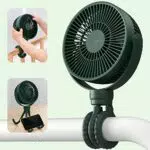 JISULIFE Kinderwagenlüfter, flexibler Akku-Ventilator mit 4 Geschwindigkeiten