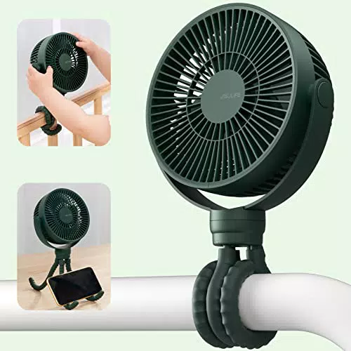 JISULIFE Kinderwagenlüfter, flexibler Akku-Ventilator mit 4 Geschwindigkeiten