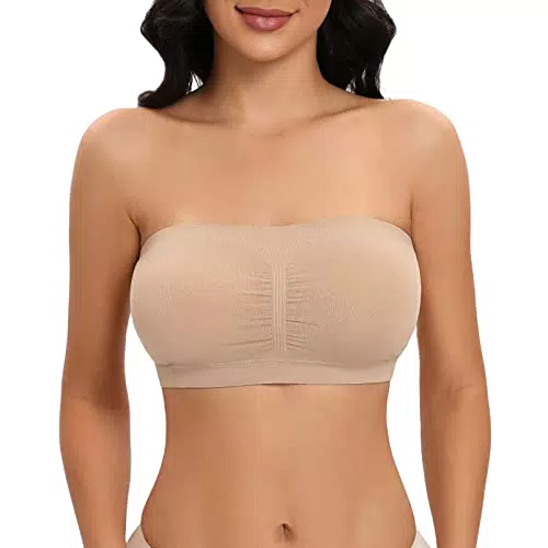 Jiuday Trägerloser BH Damen Bandeau Gepolsterter Nahtloser Bralette