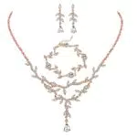 Kakonia Brautschmuck Set: Kristall Halskette, Ohrringe und Armbänder für Frauen
