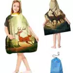 Kinderbadetuch mit Kapuze aus Mikrofaser und Dinosaurier-Motiven