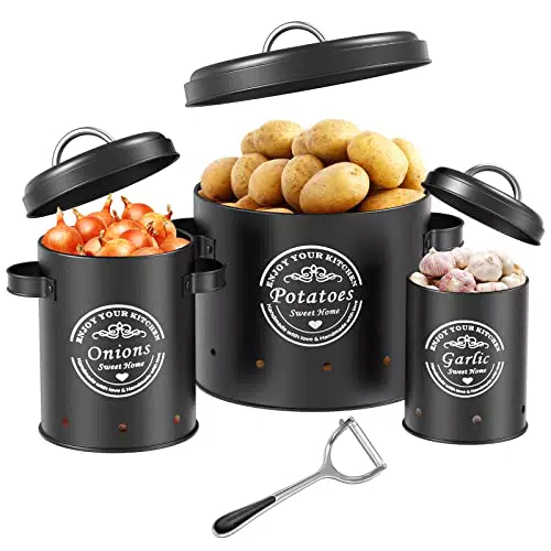 Kartoffel Aufbewahrungsbox und Zwiebel Aufbewahrung - Vorratsbehälter aus Metall