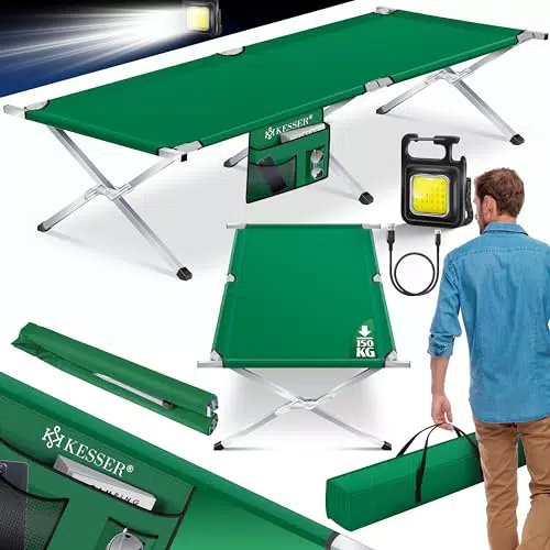 KESSER® Campingbett Klappbett mit Tragetasche und Seitentasche, stabil und bequem