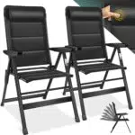 KESSER® Hochlehner Gartenstuhl mit Armlehnen, klappbar und wetterfest, verstellbar