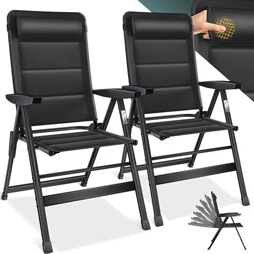 KESSER® Hochlehner Gartenstuhl mit Armlehnen, klappbar und wetterfest, verstellbar