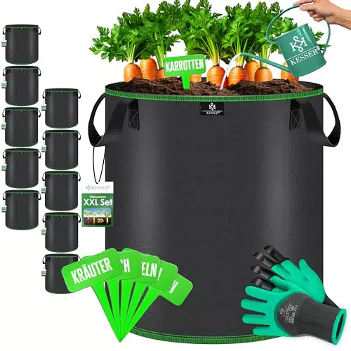 KESSER® Pflanzsack 60 Liter - Vlies-Stoff Pflanzbeutel mit Fenster und Griffen