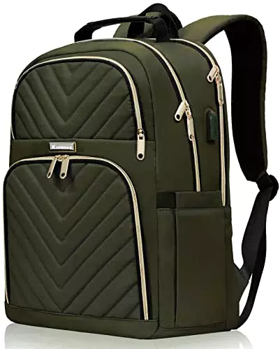 Kuosdaz Rucksack Damen, 15.6 Zoll Laptop Rucksack mit USB Ladeanschluss für Schule und Reisen