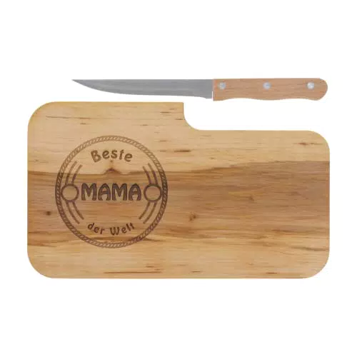 LASERHELD Brotzeitbrett Holz mit Gravur "Beste Mama der Welt" - Geschenkidee für Mama