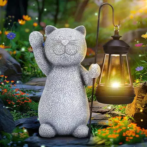 Linkax Solar Katzenfiguren – Garten Deko für Terrasse und Balkon, Geschenk für Frauen