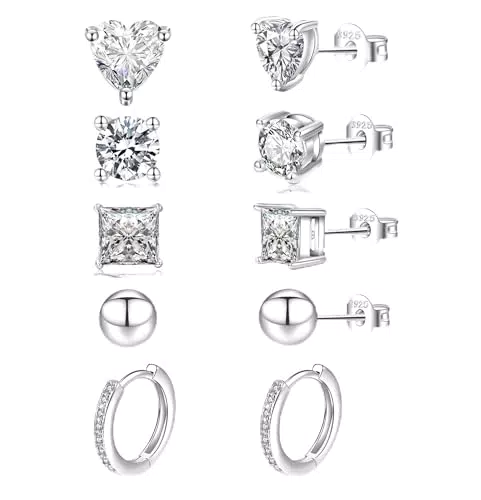 LOUMILEO Ohrstecker Silber 925 Hypoallergen mit Zirkonia für Damen
