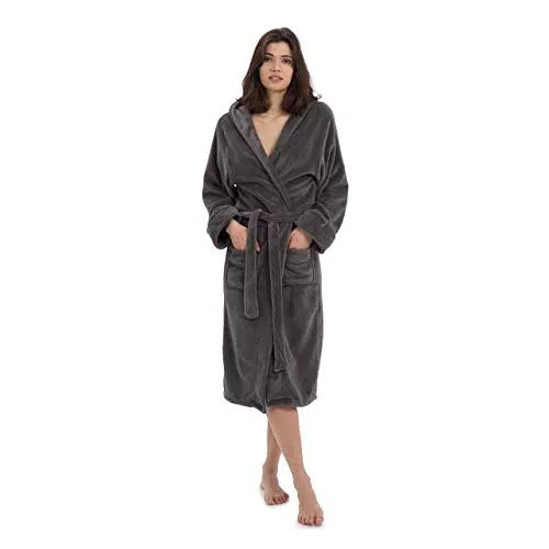 Lumaland Luxus Mikrofaser Bademantel mit Kapuze für Damen und Herren
