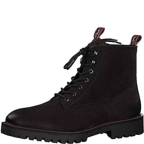 Marco Tozzi Herren Stiefeletten aus Leder zum Schnüren mit Reißverschluss, Schwarz