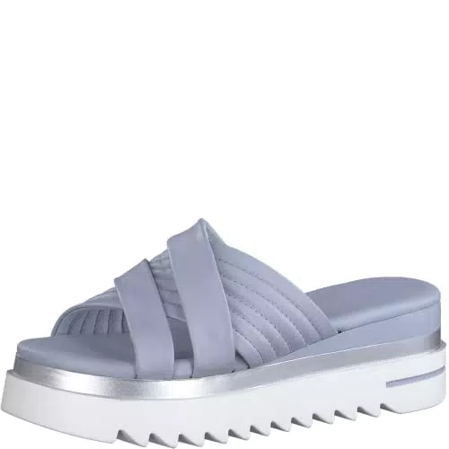 Marco Tozzi Damen Pantolette mit Keilabsatz und weichem FEEL ME Fußbett aus Leder