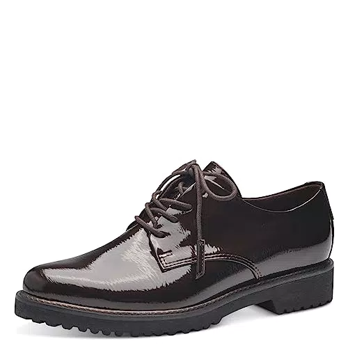 MARCO TOZZI Damen Schnürschuhe Elegant Lack - Braun
