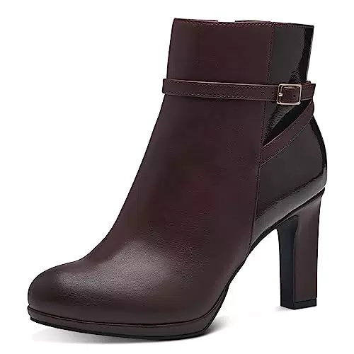 MARCO TOZZI Damen Stiefeletten mit Kunstleder Absatz - Elegant und Schwarz