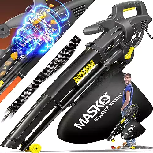 MASKO® Elektro Laubsauger 3 in 1 3000W mit Schultergurt und Rollen