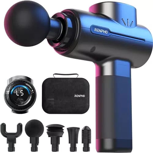 Massagepistole Massage Gun, RENPHO Massagepistole bis zu 3200U/min Massagegerät mit 2500mAh Akku und USB C Ladeanschluss zur Muskel Massage Entspannen