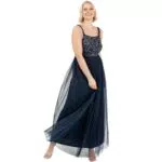 Maya Deluxe Damen Maxikleid mit breiten Trägern und quadratischem Ausschnitt