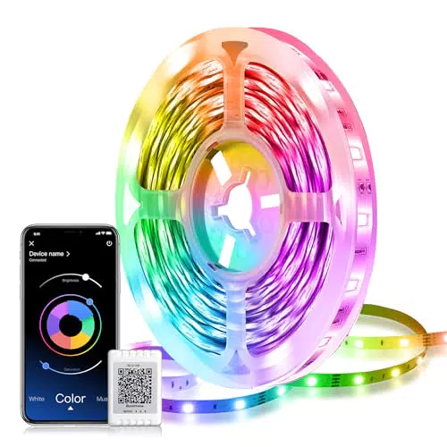 Mexllex LED Strip 5m, LED Streifen 5m, Musik Sync, Farbwechsel LED Lichterkette