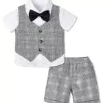Mintgreen Baby Anzug Junge für Hochzeit und Taufe, Weste Set