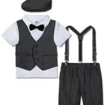 Mintgreen Gentleman Smoking Anzug Set für Baby Jungen mit Hemd, Weste und Hose