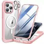 Miracase 360 Grad Hülle für iPhone 15 Pro Max mit Glas Schutzfolie und Kameraschutz