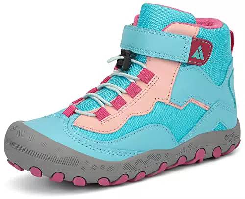 Mishansha Wanderschuhe Jungen Trekkingschuhe Kinder Sportschuhe rutschfest Sneaker mit Schnellverschlüsse Camping Outdoor Wanderstiefel Schwarz 26
