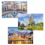 MISITU Mini Puzzle für Erwachsene und Kinder ab 14 Jahren – 3er-Pack Sehenswürdigkeiten