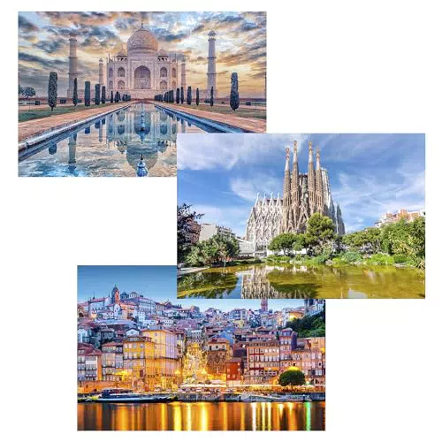 MISITU Mini Puzzle für Erwachsene und Kinder ab 14 Jahren – 3er-Pack Sehenswürdigkeiten