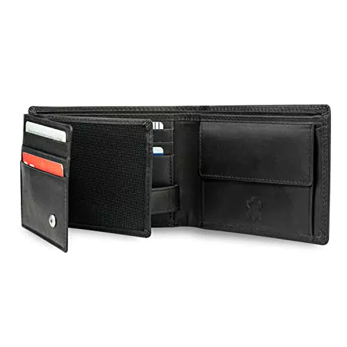 MOKIES Herren Geldbörse G1608 aus echtem Leder mit RFID- und NFC-Schutz