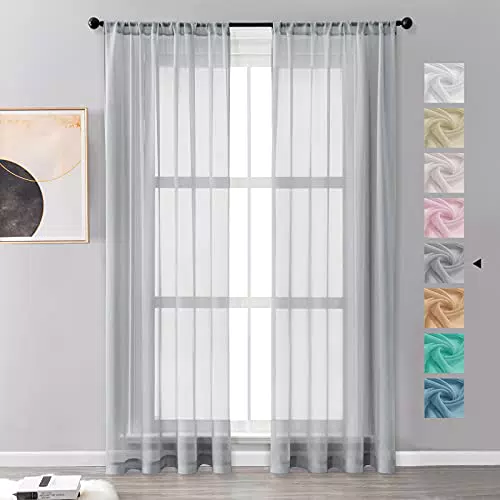 Vorhänge Gardinen MRTREES Voile halbtransparent in Leinenoptik für Wohnzimmer und Schlafzimmer