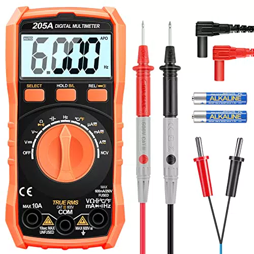 Multimeter True-RMS Auto-Range – 6000 Zählungen, AC/DC Spannungsprüfer für Elektriker