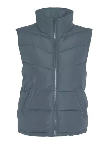 Noisy May Puffer Weste Wattierte Steppjacke ohne Kapuze für Damen