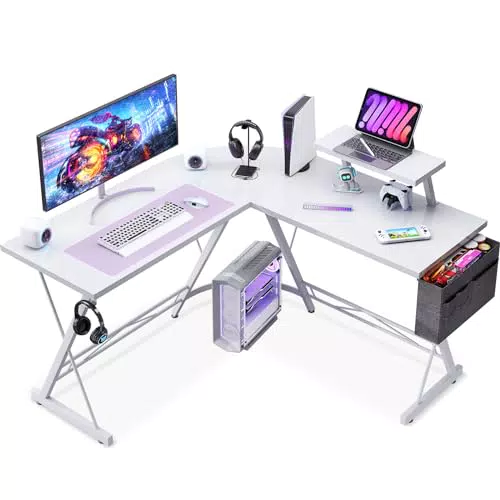ODK Gaming Tisch mit Monitorablage und Aufbewahrungstasche, L-Form