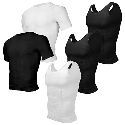 Odoland Herren Kompressionsshirt Kurzarm Tank Top Shapewear