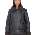 ONLY ONLNEWLIS Faux Leather Aviator Jacke für Damen