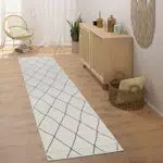 Paco Home Teppich Läufer Flur Schlafzimmer Kurzflor Modern Skandinavisch Rautenmuster
