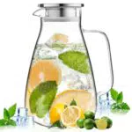 PARACITY Glaskaraffe mit Deckel und Ausguss für Limonade, Saft und Milch
