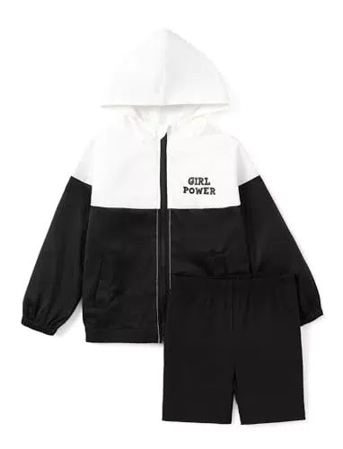 PATPAT Mädchen Streetwear Trainingsanzug mit Windjacke und Biker Shorts
