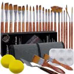 Withosent Künstlerpinsel Set für Acryl- und Aquarellmalerei, inklusive Mischpalette und Schwamm