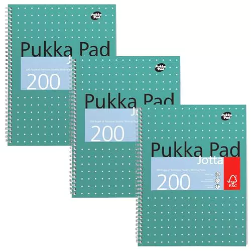 Pukka Pad A4+ Metallic Jotta Notizbuch – Spiralnotizbuch mit 200 Seiten
