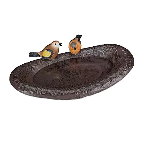 Relaxdays Gusseisen Vogeltränke - Dekorative Futterstelle für Wildvögel