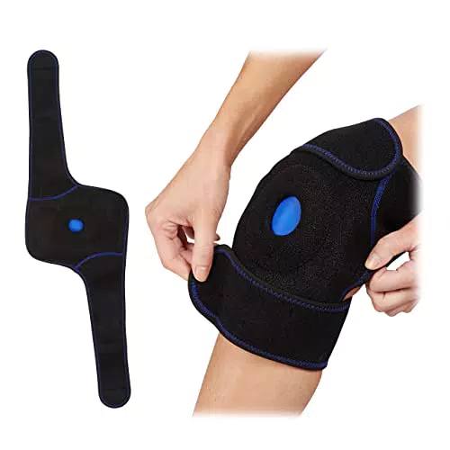 Relaxdays Kühlkissen Knie, wiederverwendbare Bandage mit Klettverschluss, warm & kalt