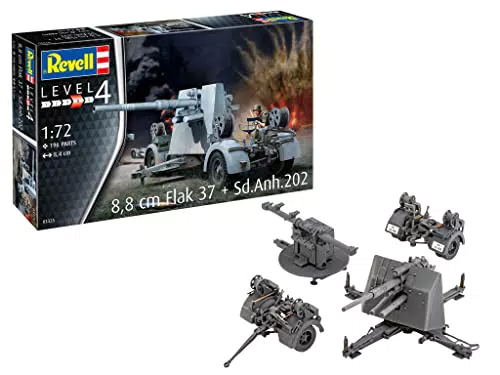 Revell Flak 37 Modellbausatz 1:72 für Fortgeschrittene, unbemalt